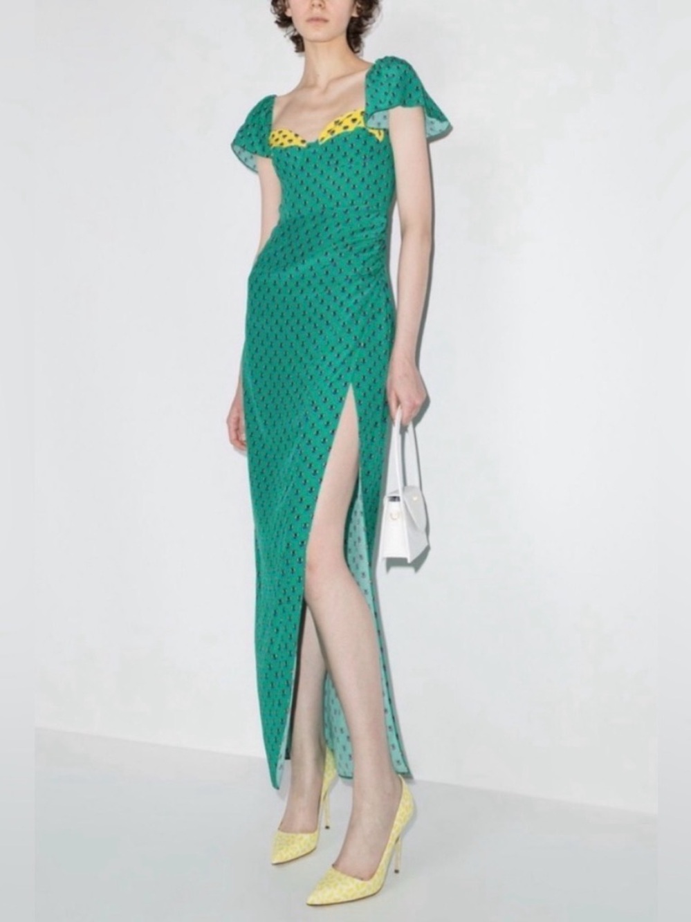 NWT Staud Avril Green Calico Maxi Dress size 2
